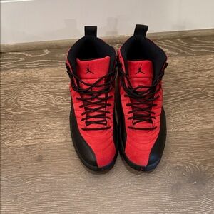 Jordan Retro 12 Reverse flu game…Men's Red and Black Sneakers